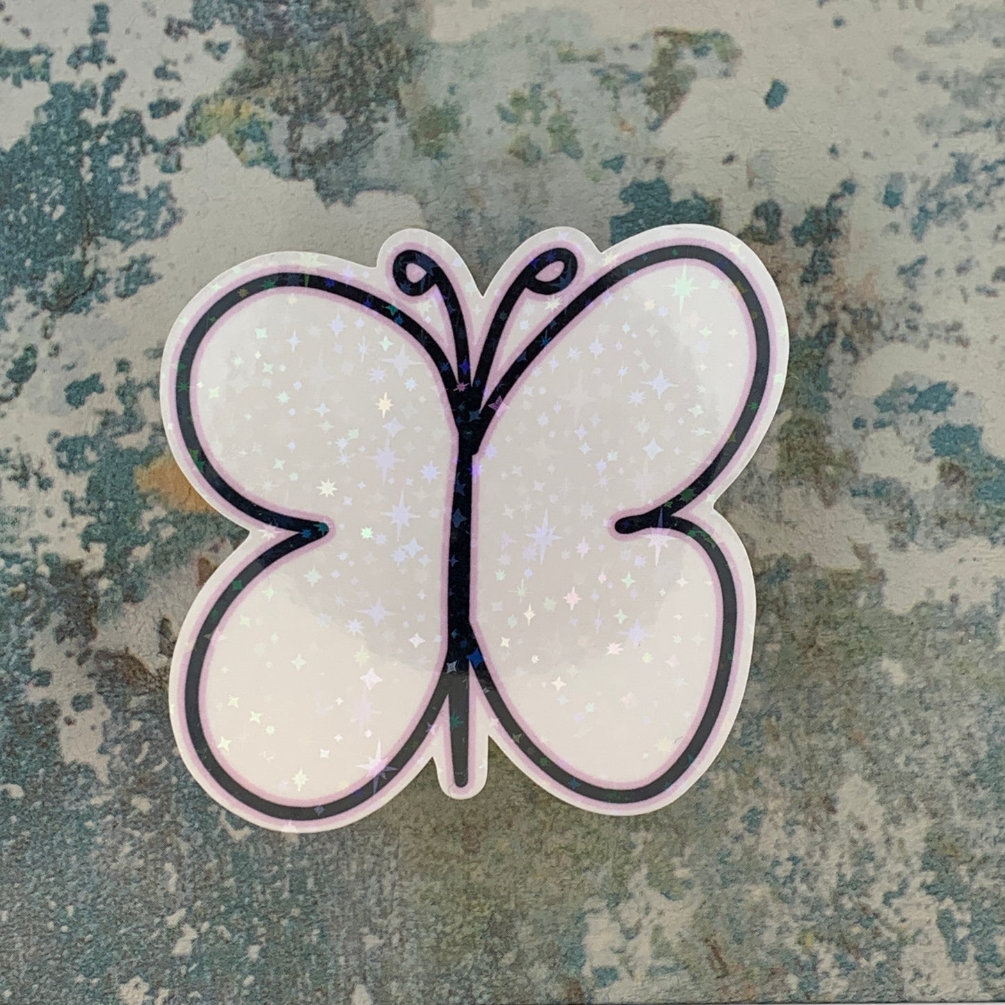 White Star Butterfly Die Cut Sticker