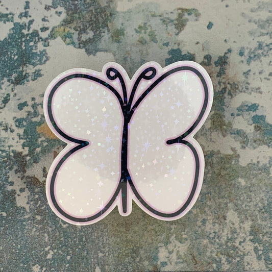 White Star Butterfly Die Cut Sticker